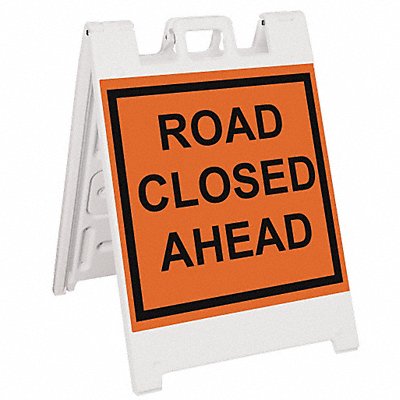 GRAINGER 136WLGQ2409OBEG Barricade Sign Road Closed Ahead 45 in H