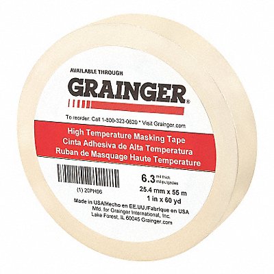 GRAINGER 20PH96 Masking Tape 1 W 60 yd L Tan