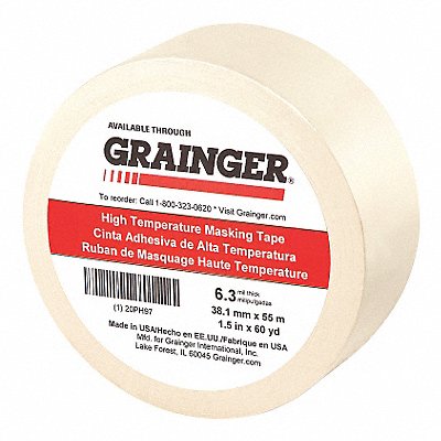 GRAINGER 20PH97 Masking Tape 1 1/2 W 60 yd L Tan