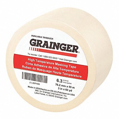 GRAINGER 20PH99 Masking Tape 3 W 60 yd L Tan