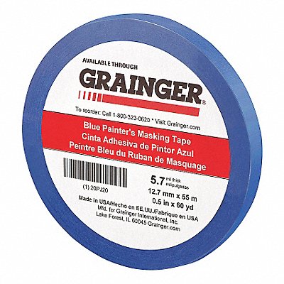 GRAINGER 20PJ20 Painters Masking Tape 1/2 W 60yd L Blue