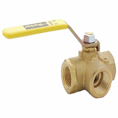 GRAINGER XV533P4 Ball Valve 1/4 in 3-Way Brass