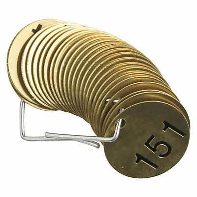 BRADY 23206 Numbered Tag Set Brass 1 1/2in W PK25