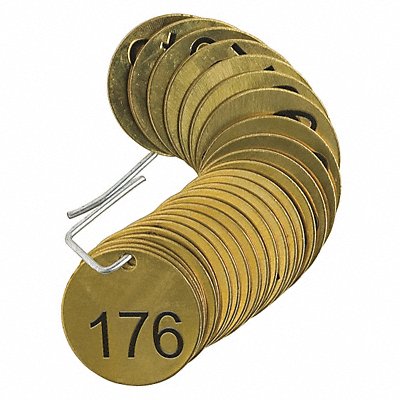 BRADY 23207 Numbered Tag Set Brass 1 1/2in W PK25