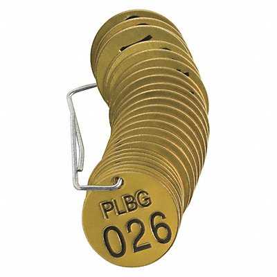 BRADY 23261 Numbered Tag Set Brass 1 1/2in W PK25