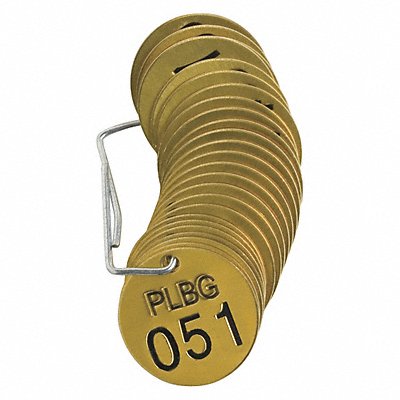 BRADY 23262 Numbered Tag Set Brass 1 1/2in W PK25