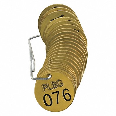 BRADY 23263 Numbered Tag Set Brass 1 1/2in W PK25
