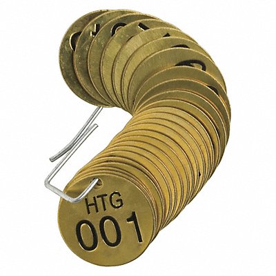 BRADY 23268 Numbered Tag Set Brass 1 1/2in W PK25
