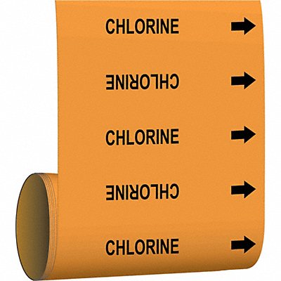 BRADY 108780 Pipe Marker Chlorine 30 ft H 8 in W