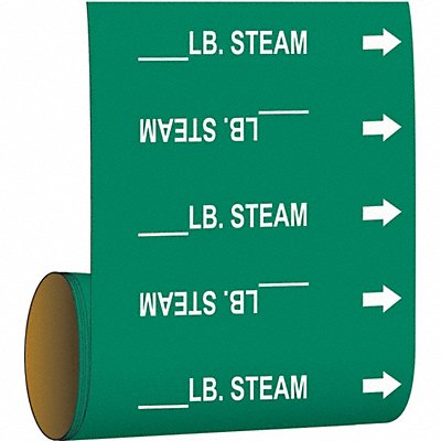 BRADY 109927 Pipe Marker _ Lb Steam 30 ft H 12in W