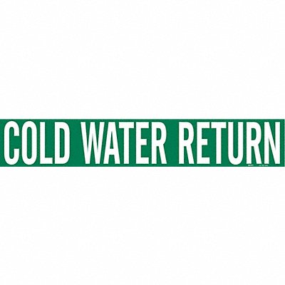 BRADY 80551 Pipe Marker Cold Water Return 4in H 24in W