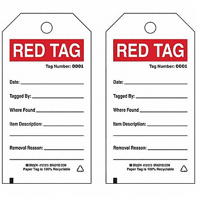 BRADY 121215 Material Control Tag 5-3/4inHx3inW PK100