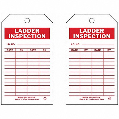 BRADY 86610 Inspection Tag 7inHx4inW Eco. Poly. PK10