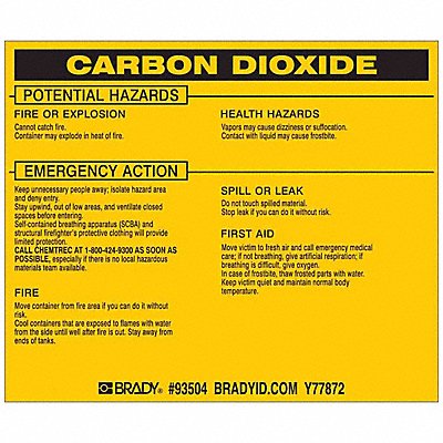 BRADY 93504 Chemical Label 3-3/4inHx4-1/2inW PK25