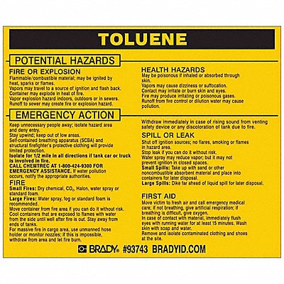 BRADY 93743 Chemical Label 3-3/4inHx4-1/2inW PK25