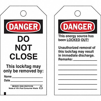 BRADY 50265 Danger Tag 5-1/2inHx3inW Poly Brass PK25