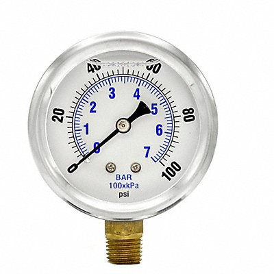 PIC GAUGES PRO201L254E Pressure Gauge 1/4 in NPT 2-1/2 in