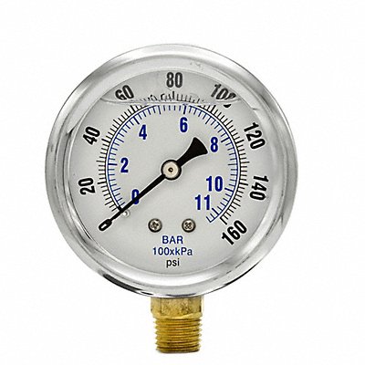 PIC GAUGES PRO201L254F Pressure Gauge 1/4 in NPT 2-1/2 in