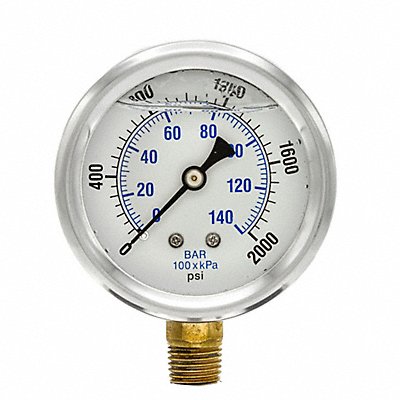 PIC GAUGES PRO201L254O Pressure Gauge 1/4 in NPT 2-1/2 in