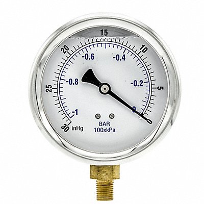 PIC GAUGES 201L404A H8400 Vacuum Gaugee Liquid 4In 30-0In Hg Vacuum