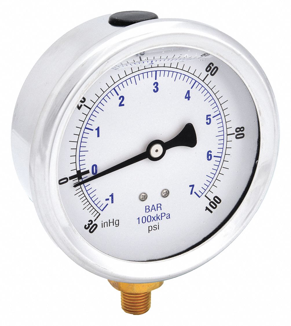 PIC GAUGES 201L404CE H8400 Compound Gauge Liquid 4 in 30/0/100 psi