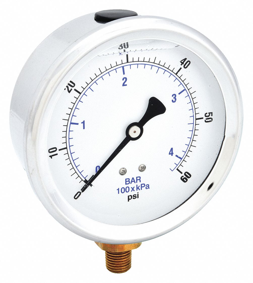 PIC GAUGES 201L404D H8400 Pressure Gauge Liquid 4 in 60 psi