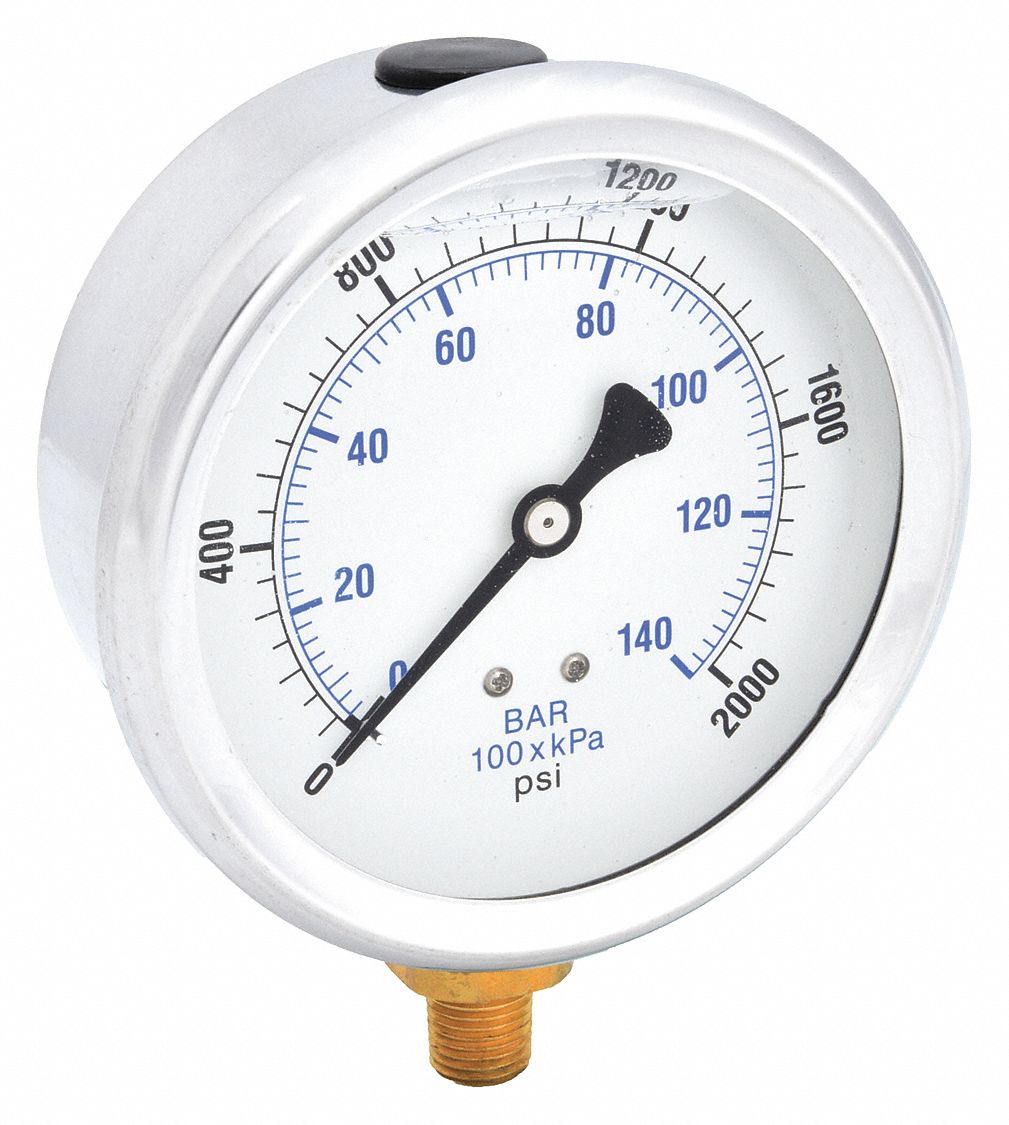 PIC GAUGES 201L404O H8400 Pressure Gauge Liquid 4 in 2000 psi