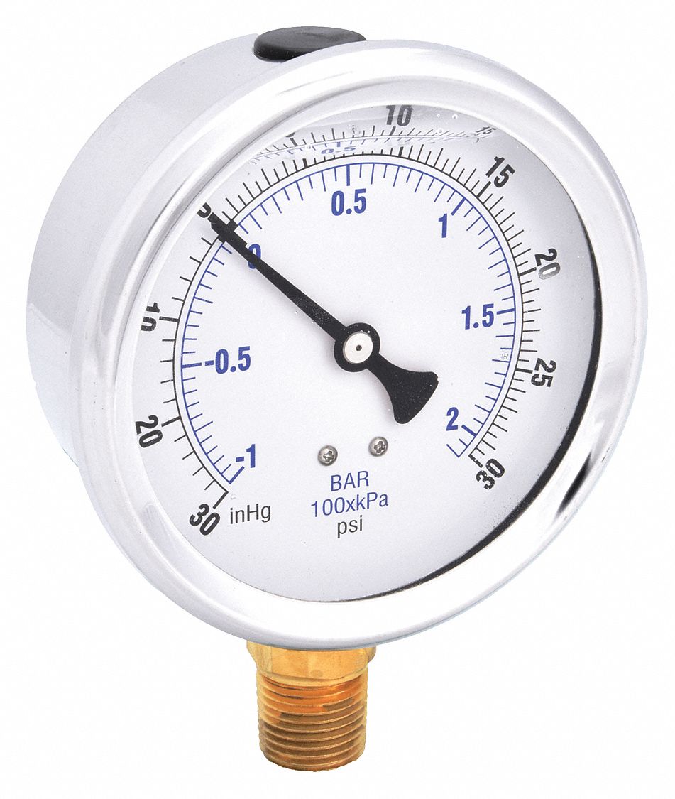 PIC GAUGES 201L402CC H8404 Compound Gauge Liquid 4 in 30/0/30 psi