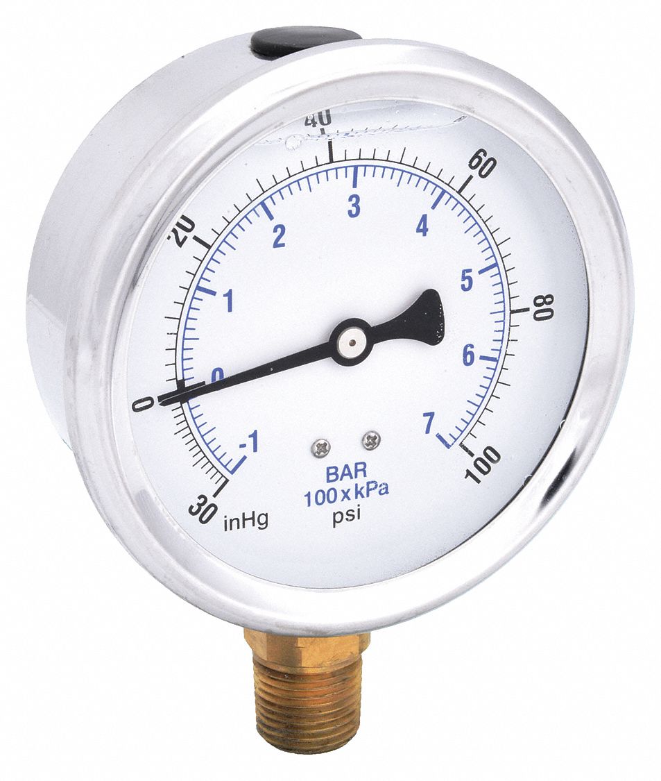 PIC GAUGES 201L402CE H8404 Compound Gauge Liquid 4 in 30/0/100 psi