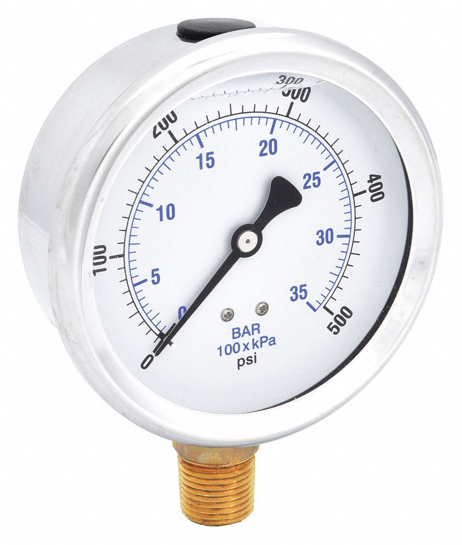 PIC GAUGES 201L402J H8403 Pressure Gauge Liquid 4 in 500 psi
