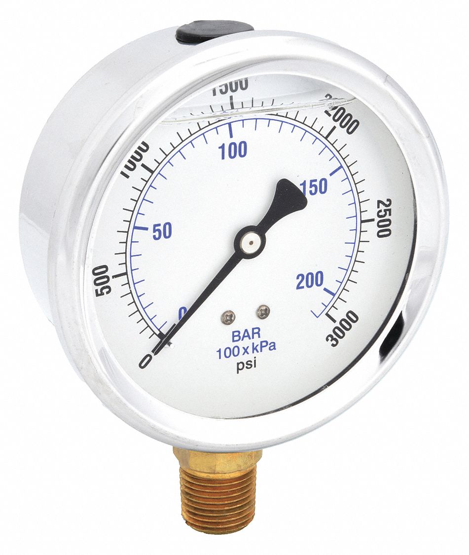 PIC GAUGES 201L402P H8403 Pressure Gauge Liquid 4 in 3000 psi