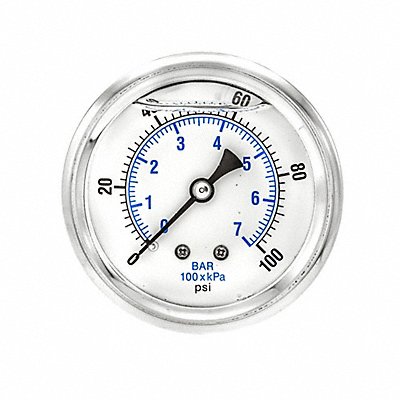 PIC GAUGES PRO202L254E Pressure Gauge 1/4 in NPT 2-1/2 in