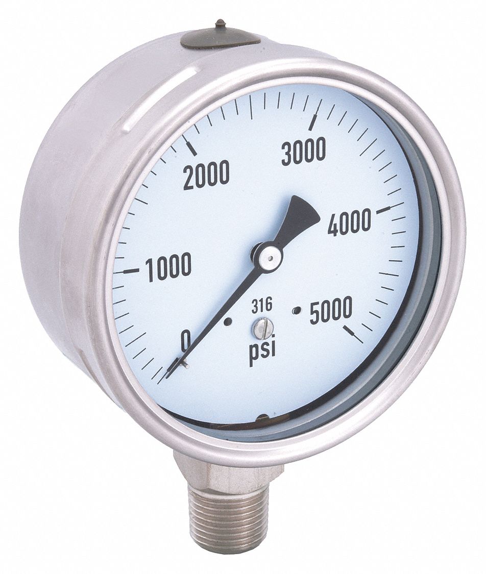 PIC GAUGES PRO311D402R H8410 Pressure Gauge Heavy Duty 4 in 5000 psi
