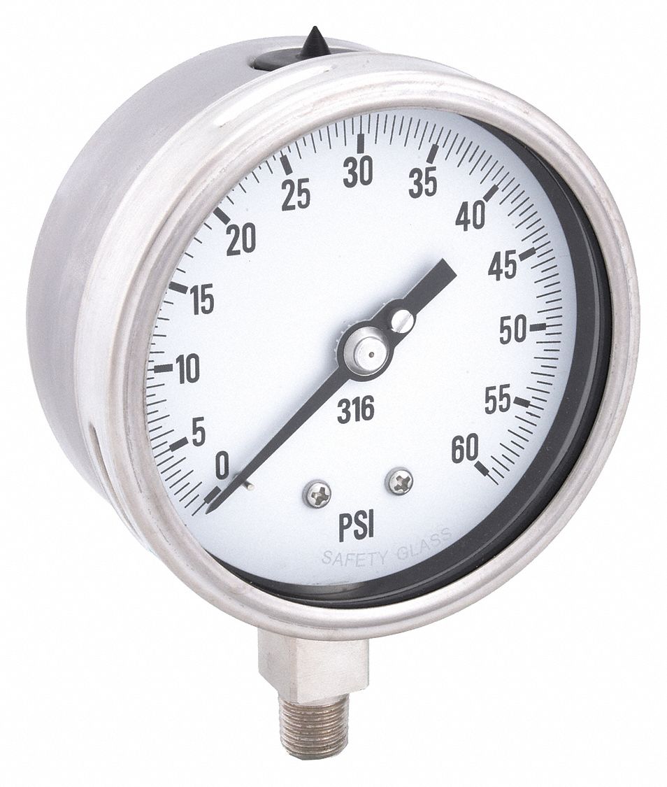 PIC GAUGES PRO311D404D H8415 Pressure Gauge Heavy Duty 4 in 60 psi