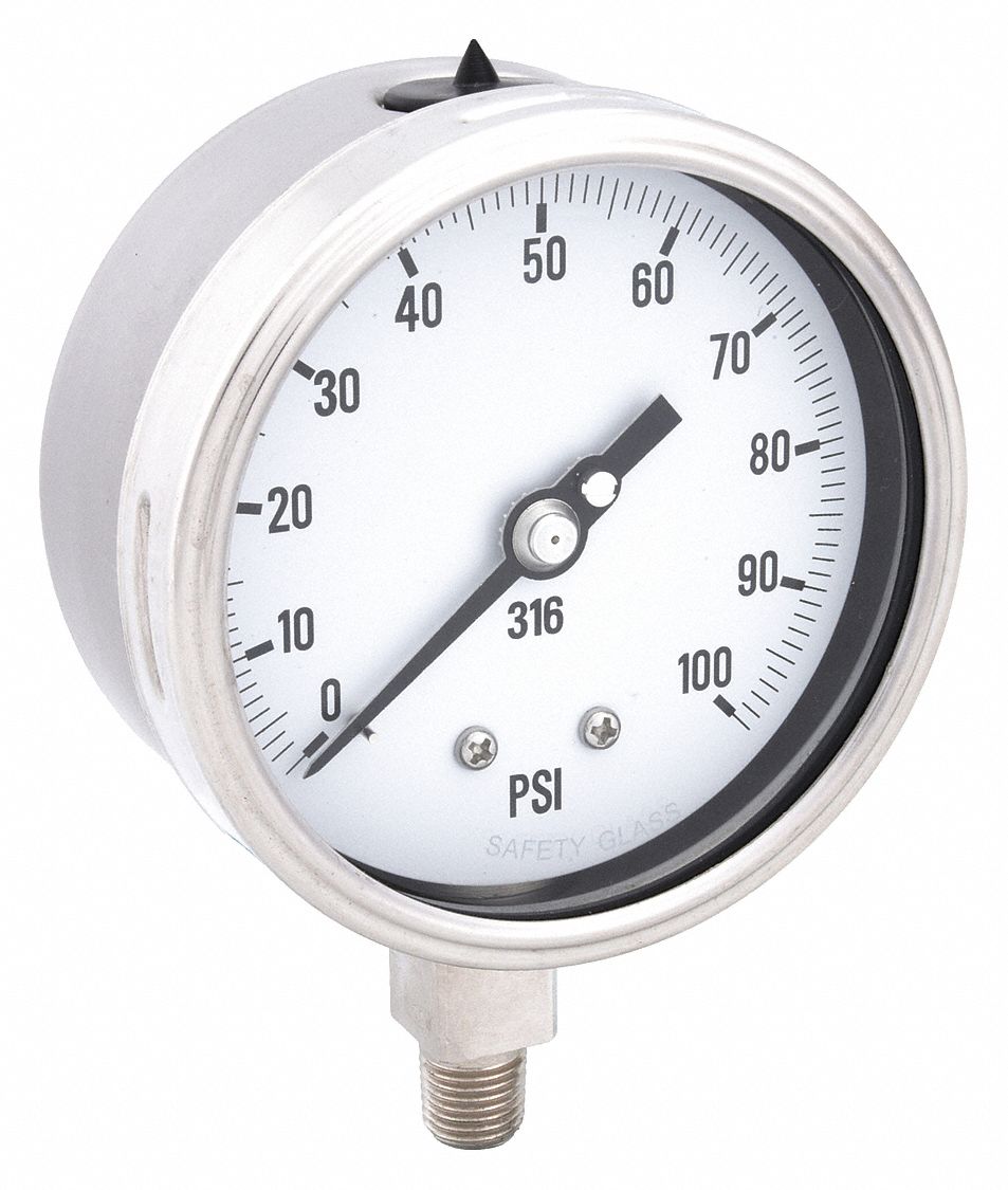 PIC GAUGES PRO311D404E H8415 Pressure Gauge Heavy Duty 4 in 100 psi