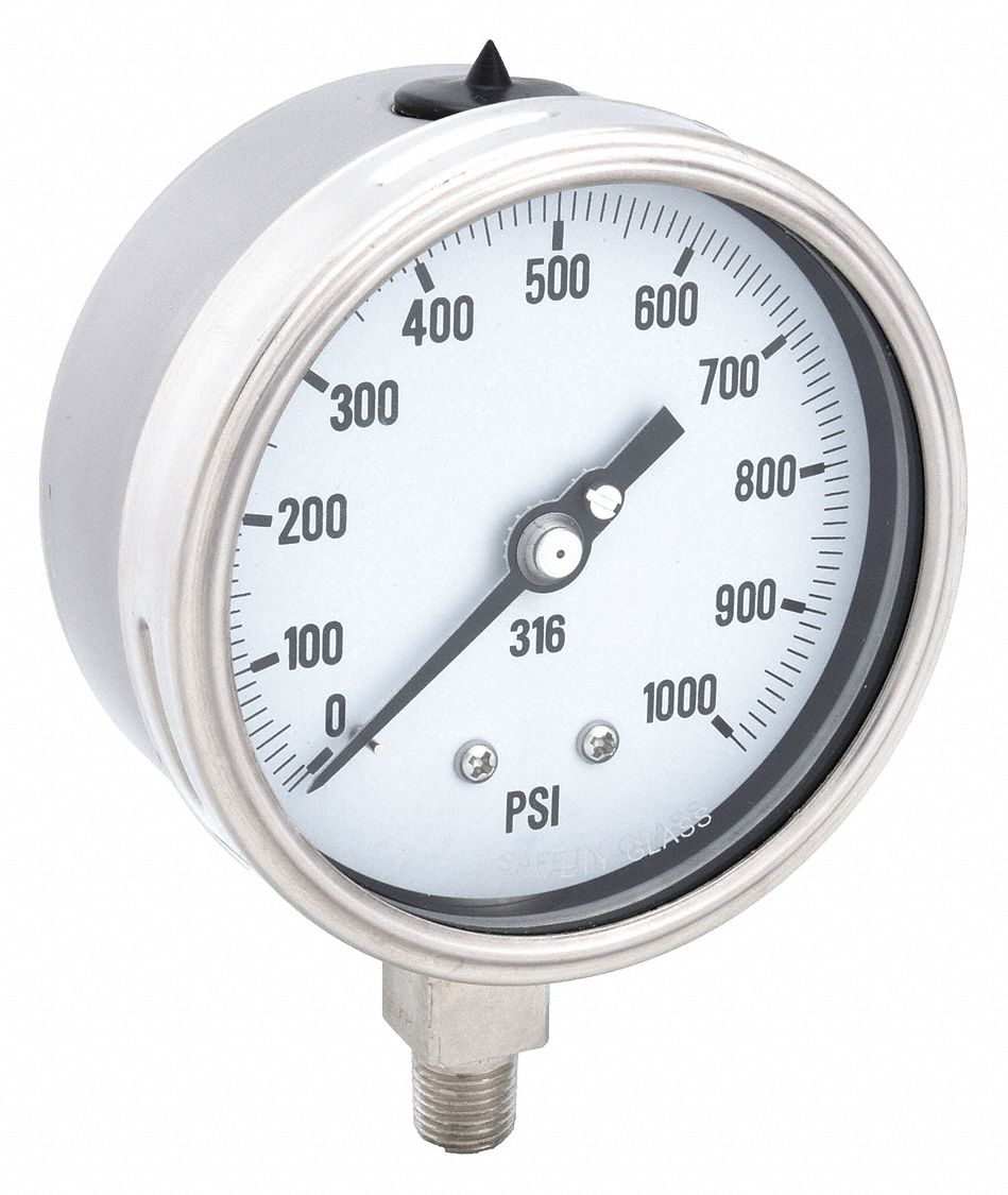 PIC GAUGES PRO311D404M H8415 Pressure Gauge Heavy Duty 4 in 1000 psi