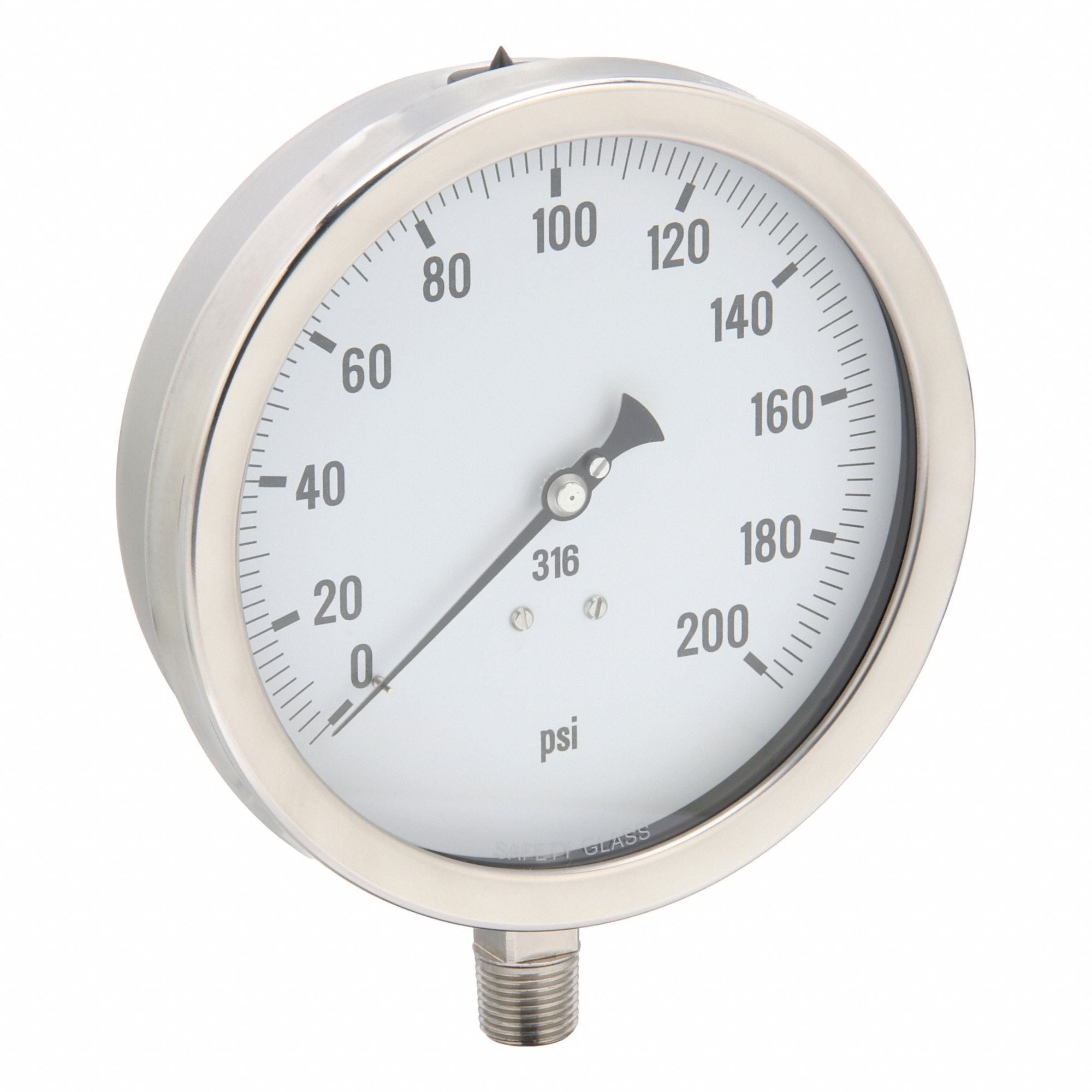 PIC GAUGES 60012LG H8409 Pressure Gauge Heavy Duty 6 in 200 psi