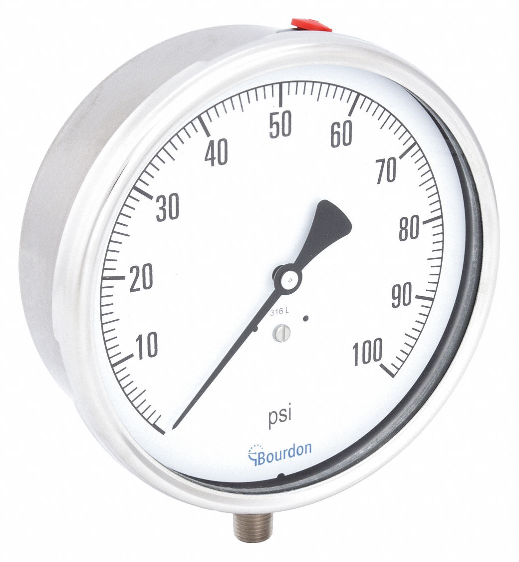 PIC GAUGES 60014LE H8414 Pressure Gauge Heavy Duty 6 in 100 psi