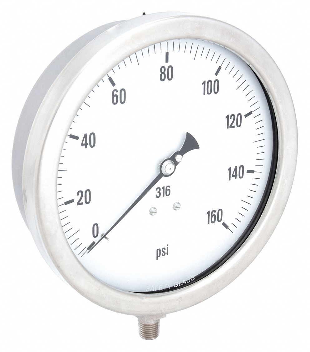 PIC GAUGES 60014LF H8414 Pressure Gauge Heavy Duty 6 in 160 psi