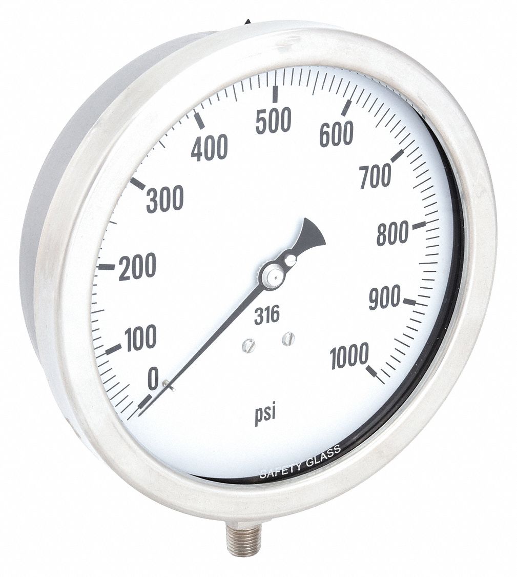 PIC GAUGES 60014LM H8414 Pressure Gauge Heavy Duty 6 In 1000 psi