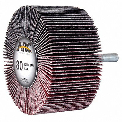 ARC ABRASIVES 11404K Mounted Flap Wheel 3 in D 80 Grit PK10