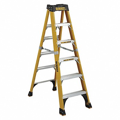 DEWALT DXL381006 Stepladder Fiberglass 6 ft H 500 lb Cap