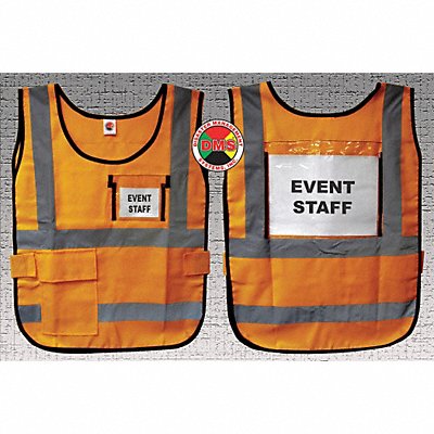 DISASTER MANAGEMENT SYSTEMS DMS05836 H6445 Safety Vest Orange Legend Insert Univsl