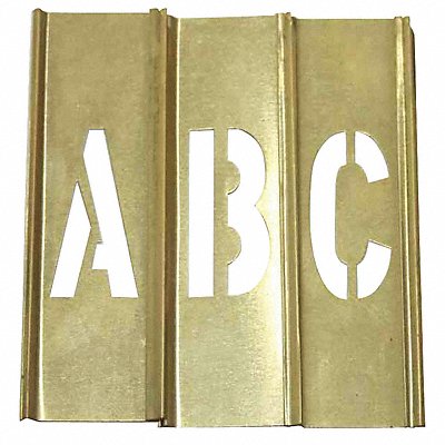 GRAINGER 20Y506 Stencil Letters Kit A-Z 2 Inch Brass 33PCS