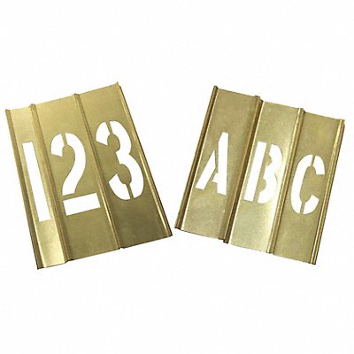 GRAINGER 20Y519 Stencil Kit 46 Piece 2 In Brass