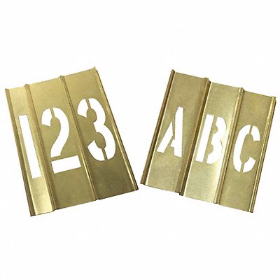 GRAINGER 20Y520 Stencil Kit 46 Piece 3 In Brass