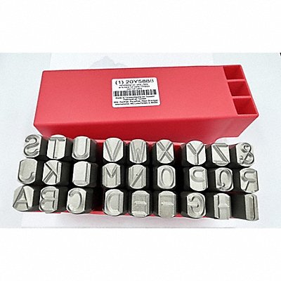 GRAINGER 20Y588 Hand Stamp 1/2 In Letter Set
