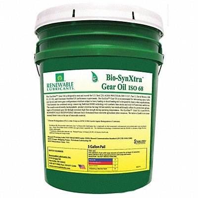 RENEWABLE LUBRICANTS 82414 Gear Oil Bio-SynXtra Pail 5 gal