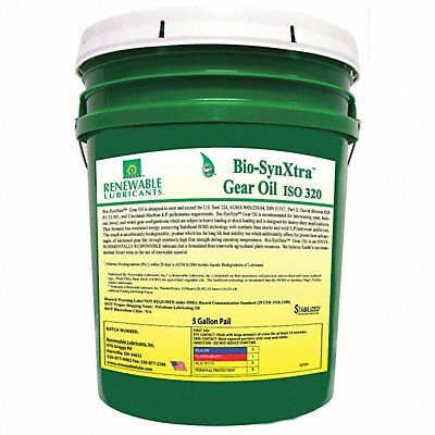 RENEWABLE LUBRICANTS 82454 Biodegradable EP Gear Oil 5 Gal
