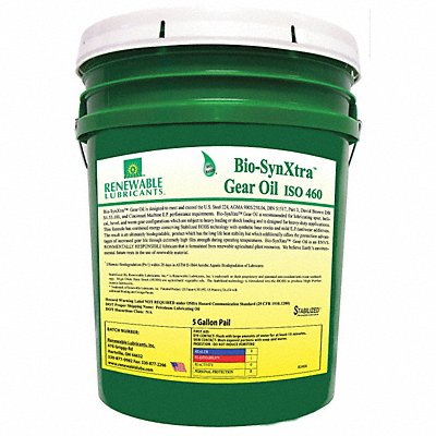 RENEWABLE LUBRICANTS 82464 Gear Oil Bio-SynXtra Pail 5 gal